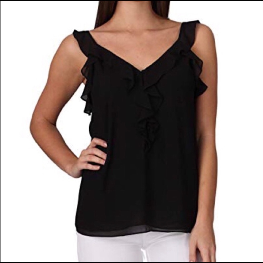 New! Beautiful Black Blouse ruffle tank - Picture 3 of 7
